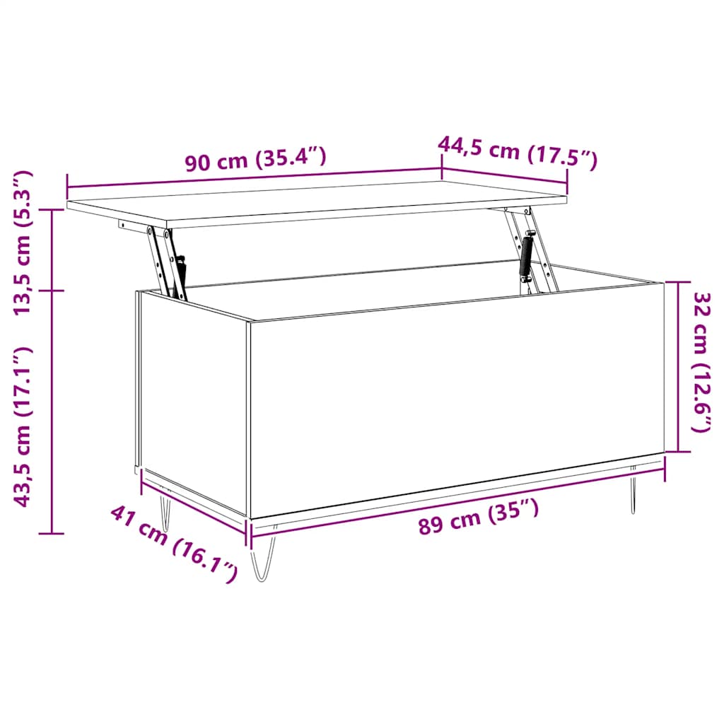 Couchtisch Schwarz 90x44,5x45 cm Holzwerkstoff