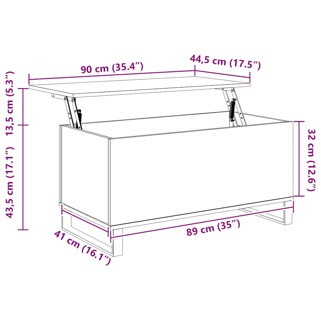 Couchtisch Braun Eichen-Optik 90x44,5x45 cm Holzwerkstoff