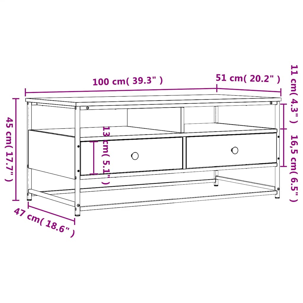Couchtisch Sonoma-Eiche 100x51x45 cm Holzwerkstoff