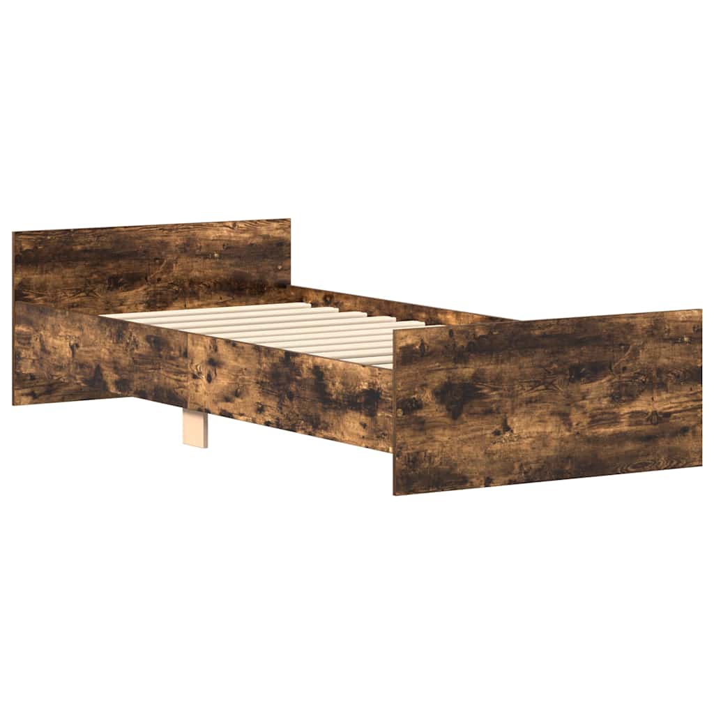 Bettgestell ohne Matratze Räuchereiche 90x190 cm Holzwerkstoff