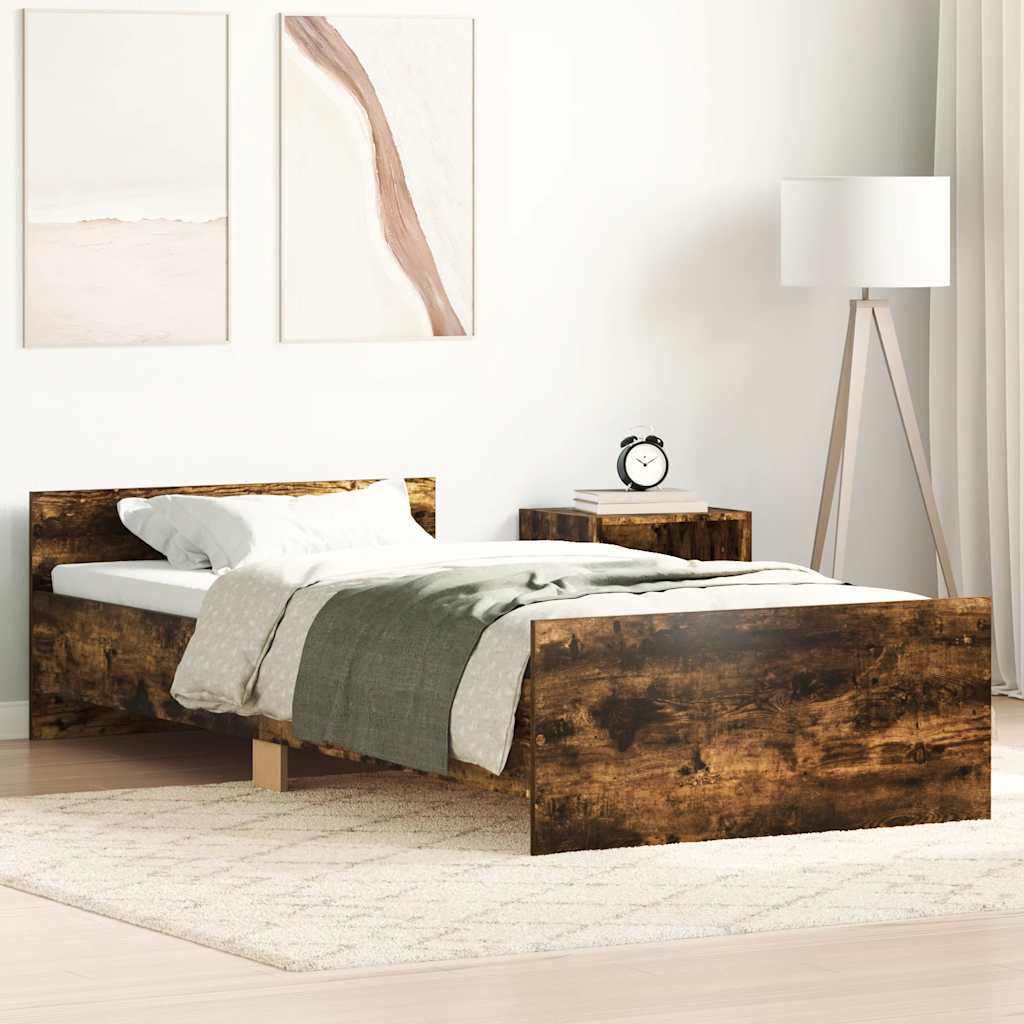 Bettgestell ohne Matratze Räuchereiche 75x190 cm Holzwerkstoff