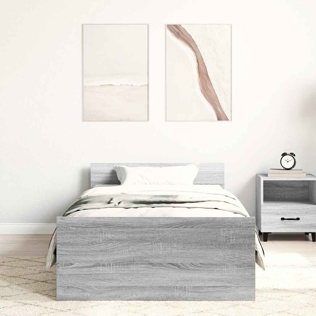 Bettgestell Grau Sonoma 75x190 cm Holzwerkstoff