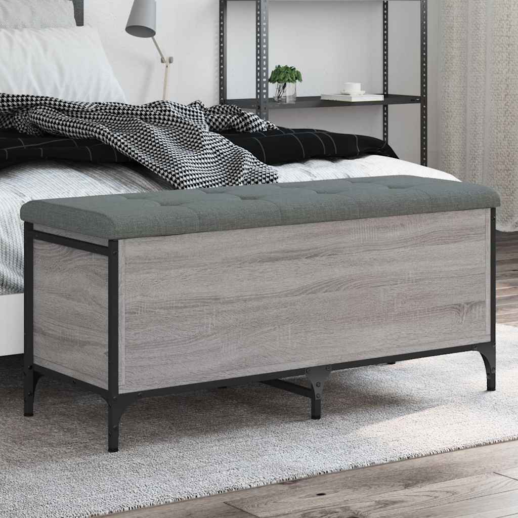 Sitzbank mit Stauraum Grau Sonoma 102x42x45 cm Holzwerkstoff