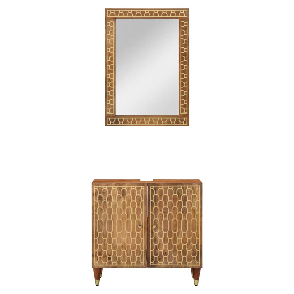 2-tlg. Badmöbel-Set Massivholz Mango