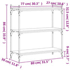 Bücherregal 3 Böden Räuchereiche 80x30x86 cm Holzwerkstoff