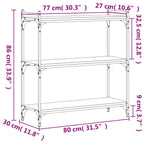 Bücherregal 3 Böden Braun Eichen-Optik 80x30x86cm Holzwerkstoff
