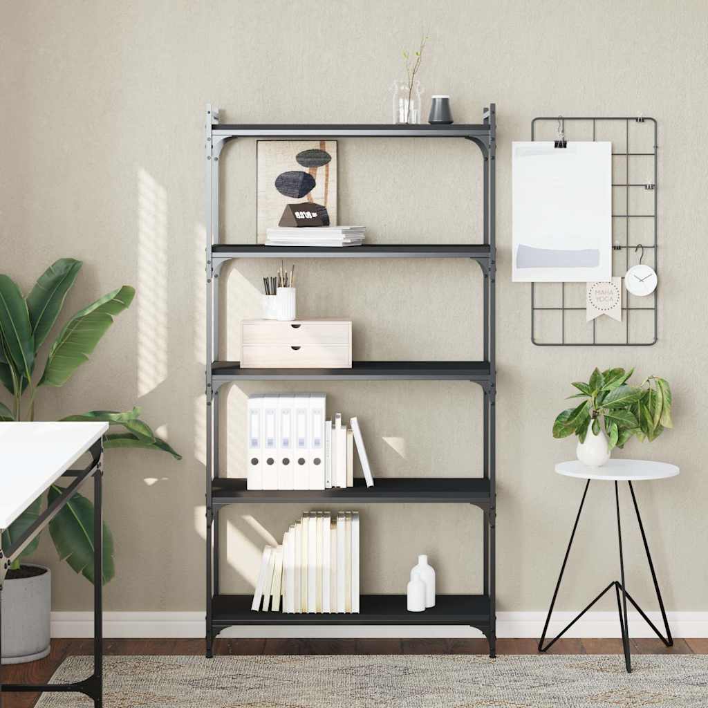 Bücherregal 5 Böden Schwarz 80x30x154 cm Holzwerkstoff