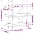 Bücherregal 3 Böden Grau Sonoma 100x33x108,5 cm Holzwerkstoff