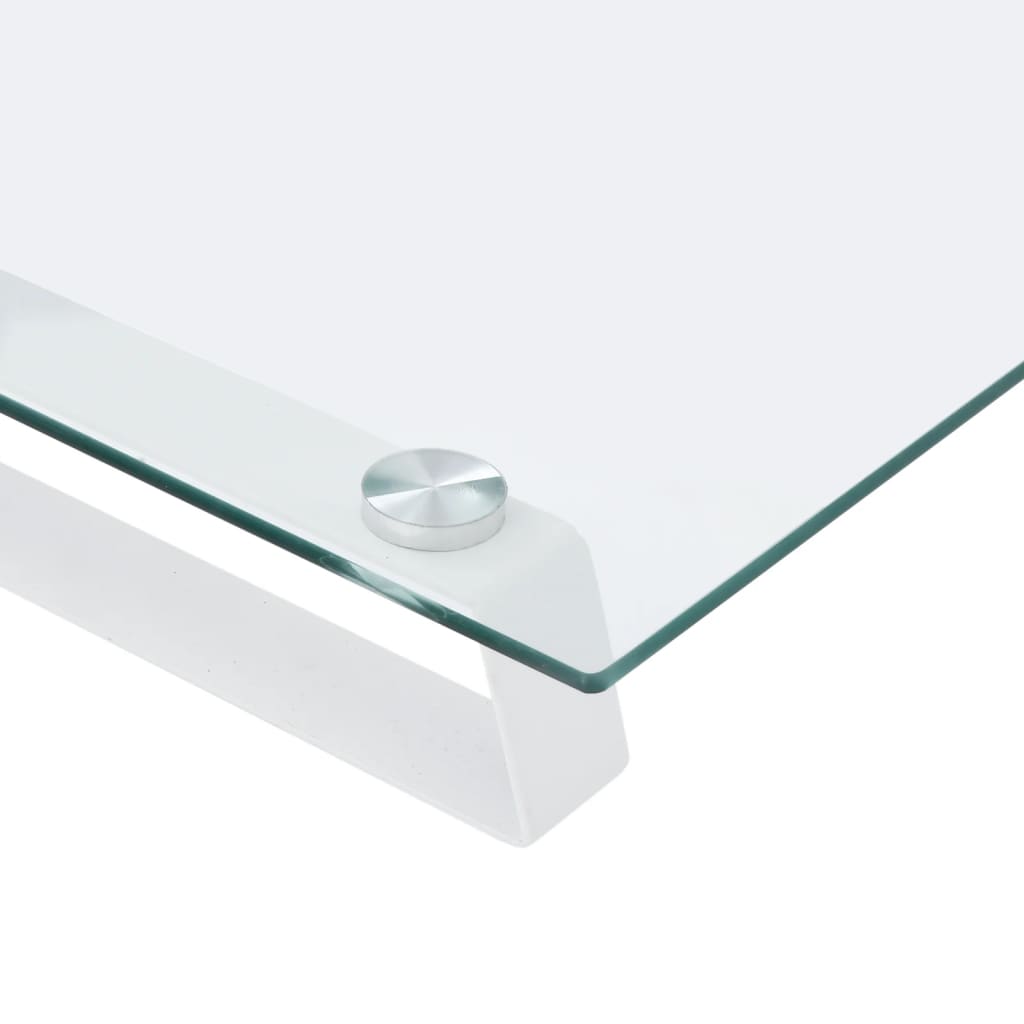 Monitorständer Weiß 100x20x8 cm Hartglas und Metall