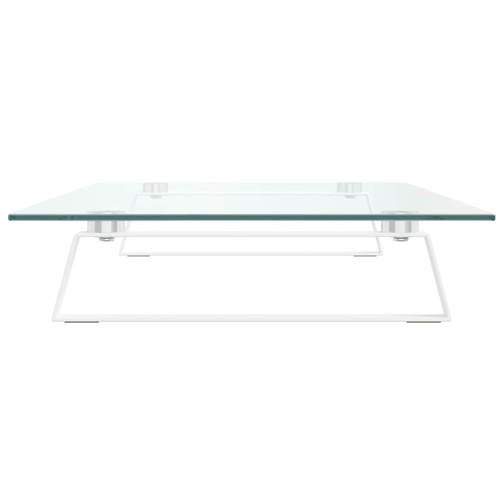 Monitorständer Weiß 80x35x8 cm Hartglas und Metall