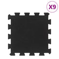 Bodenfliesen aus Gummi 9 Stk. Schwarz 16 mm 30x30 cm