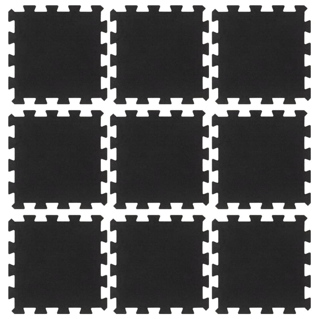 Bodenfliesen aus Gummi 9 Stk. Schwarz 16 mm 30x30 cm