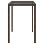 Gartentisch mit Glasplatte Braun 115x54x74 cm Poly Rattan