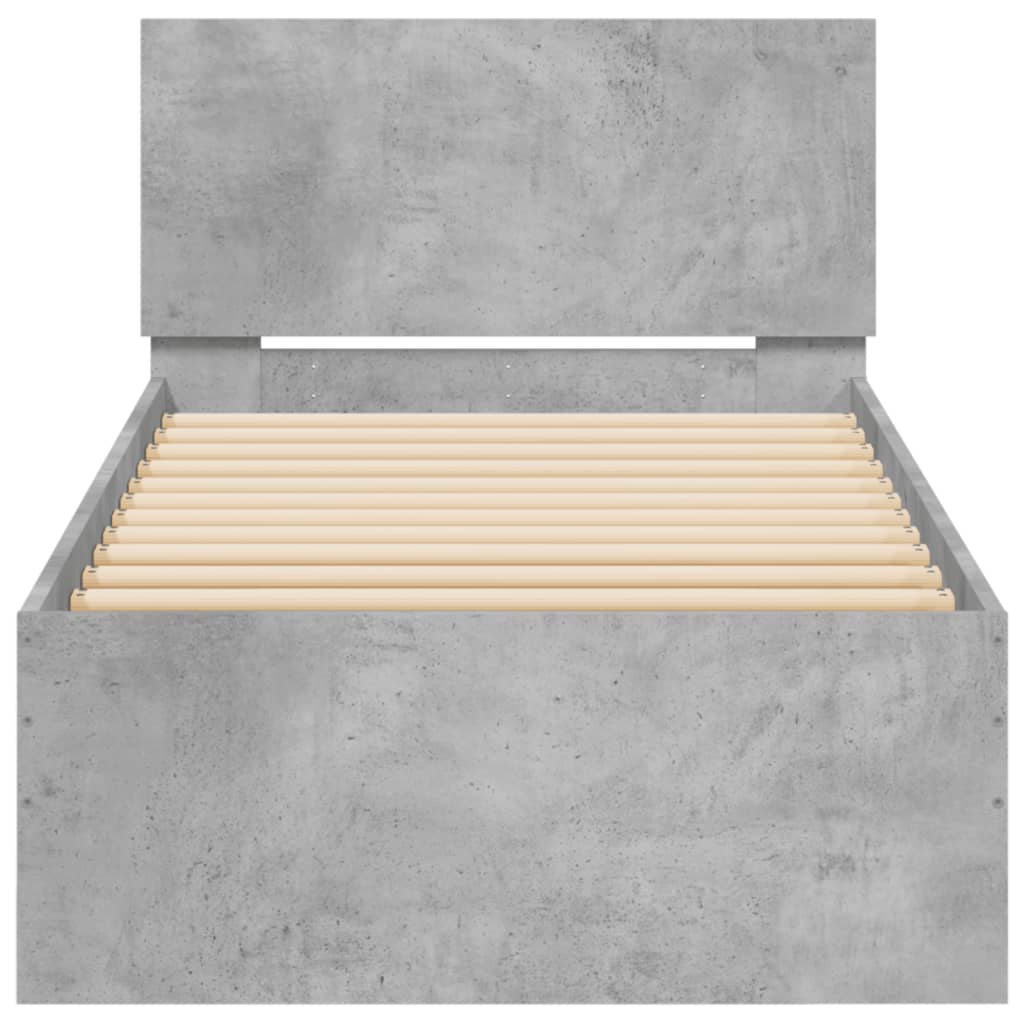 Bettgestell mit Kopfteil Betongrau 90x200 cm Holzwerkstoff