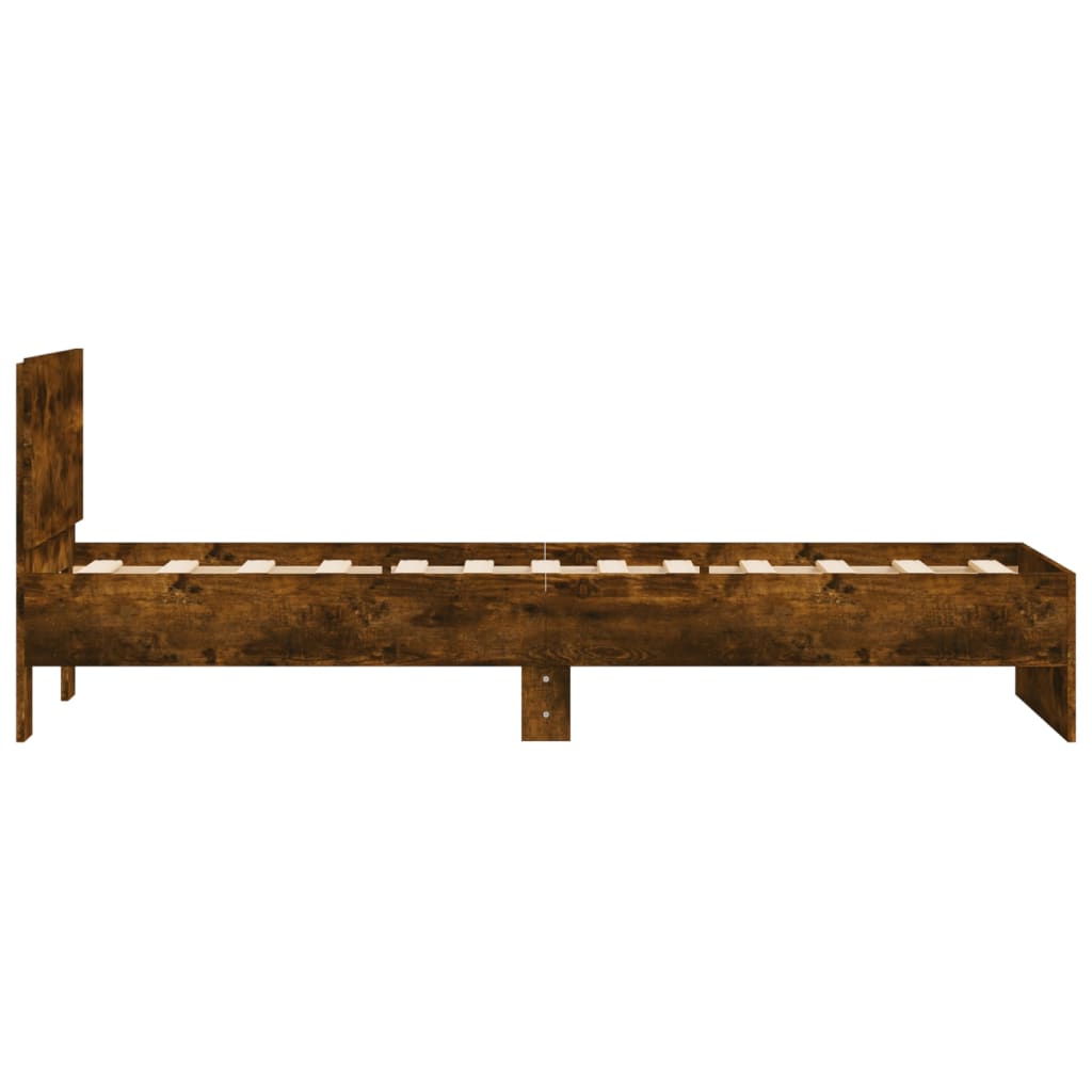 Bettgestell mit Kopfteil Räuchereiche 90x190 cm Holzwerkstoff
