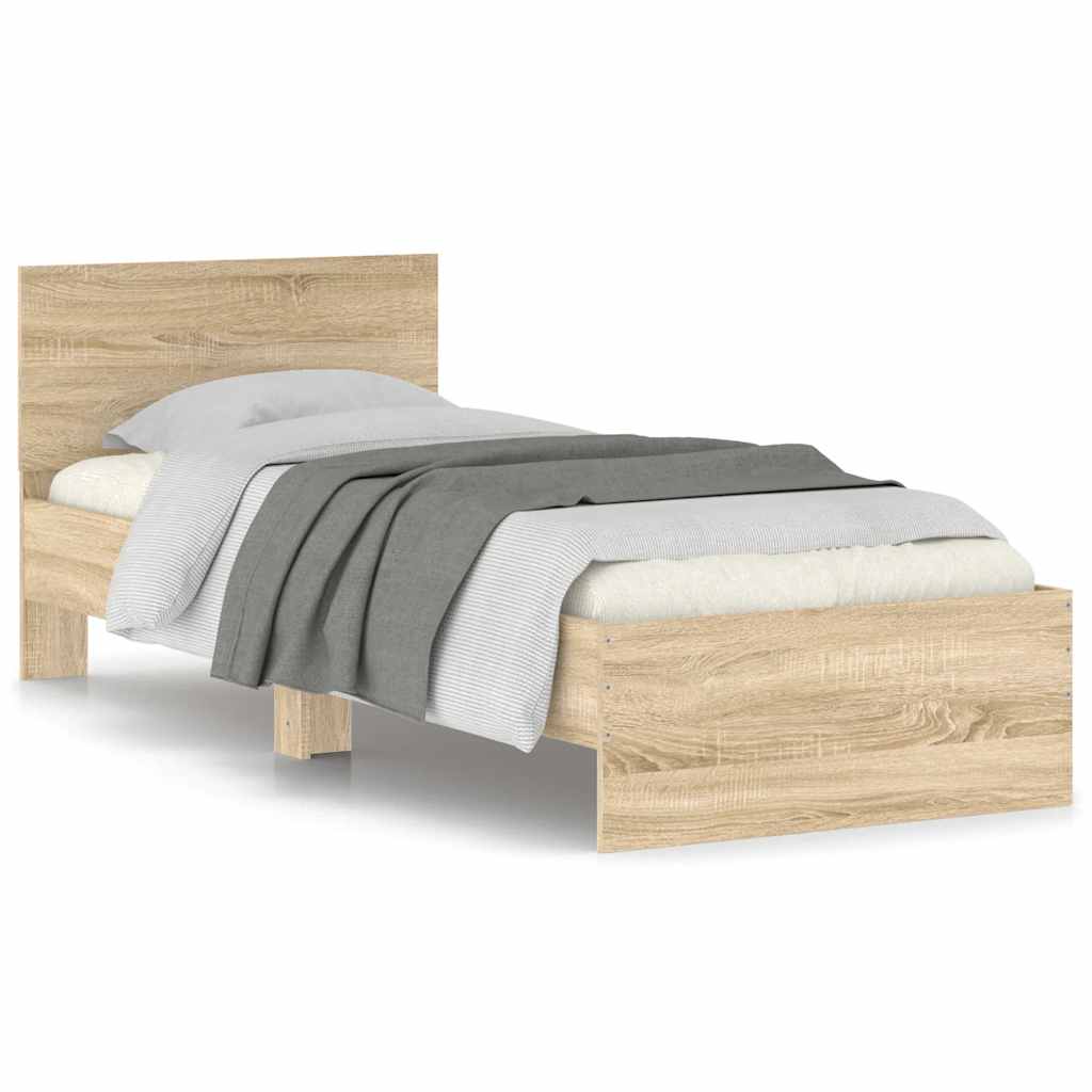 Bettgestell ohne Matratze mit Kopfteil Sonoma-Eiche 75x190 cm
