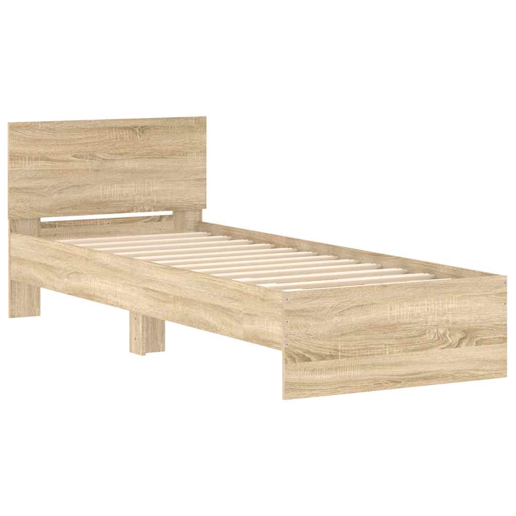 Bettgestell ohne Matratze mit Kopfteil Sonoma-Eiche 75x190 cm