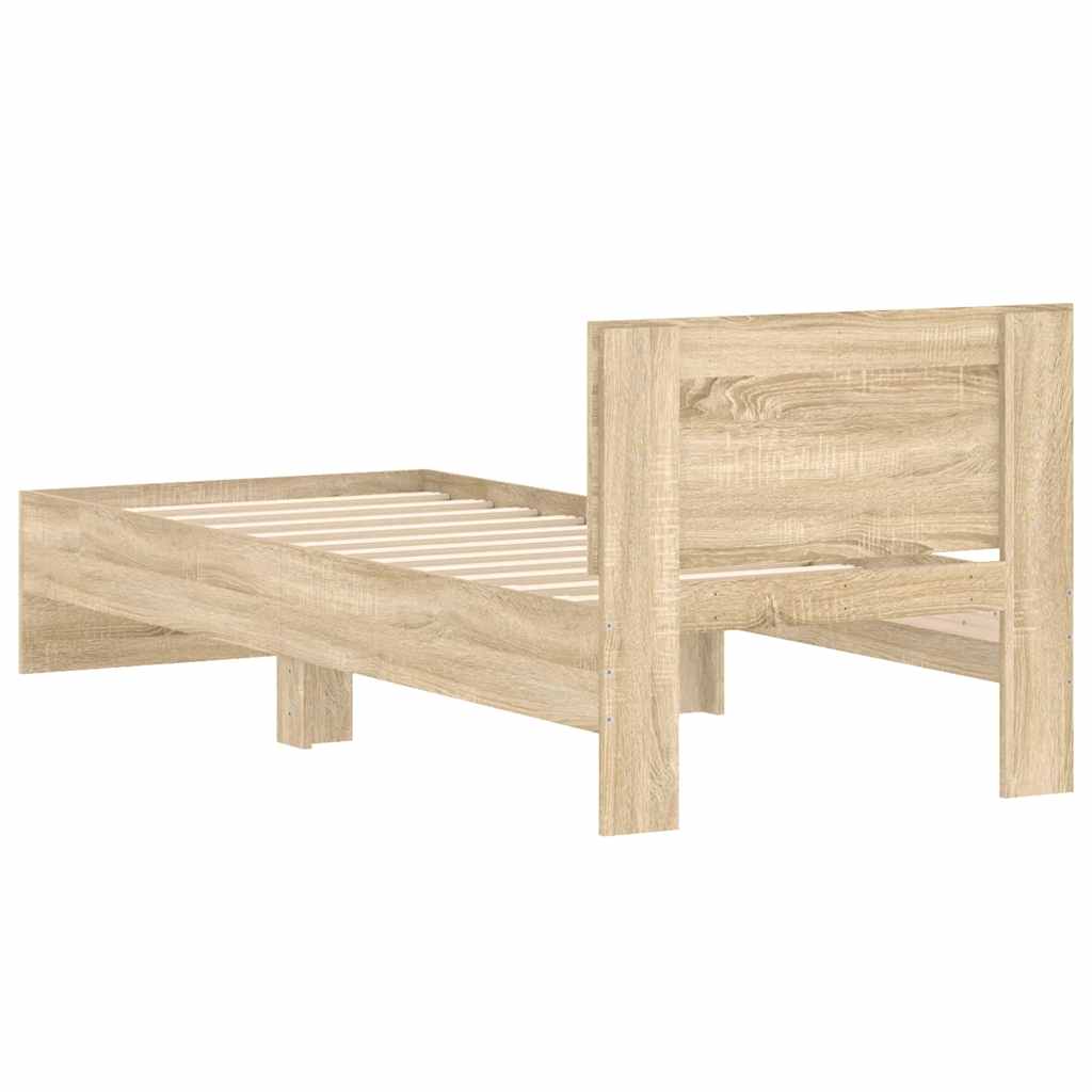 Bettgestell ohne Matratze mit Kopfteil Sonoma-Eiche 75x190 cm