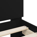 Bettgestell mit Kopfteil und LED-Leuchten Schwarz 75x190 cm
