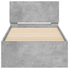 Bettgestell mit Kopfteil und LED-Leuchten Betongrau 90x190 cm