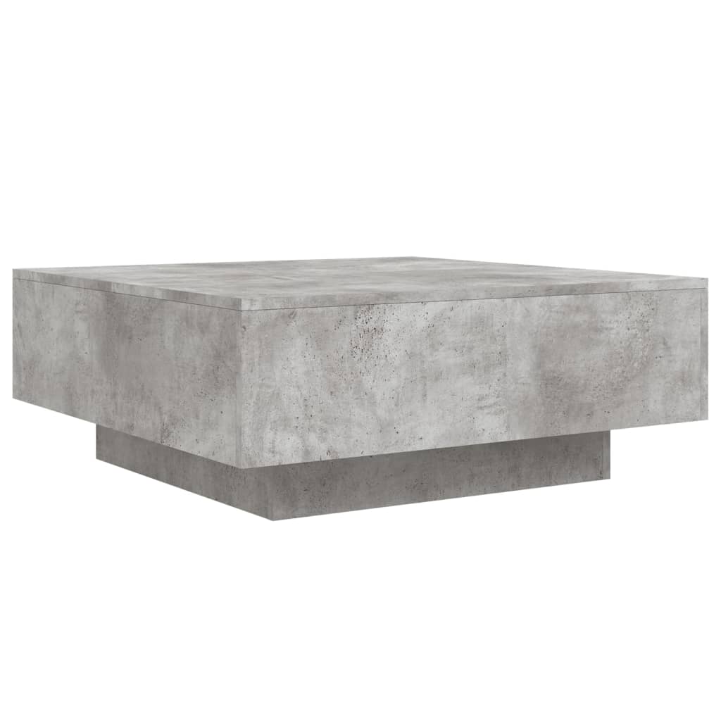 Couchtisch mit LED-Leuchten Betongrau 80x80x31 cm