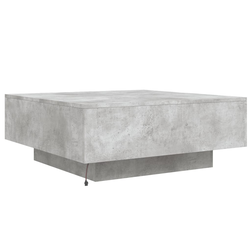 Couchtisch mit LED-Leuchten Betongrau 80x80x31 cm