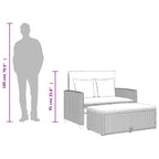 Gartensofa mit Kissen 2-Sitzer Beige Poly Rattan & Akazienholz