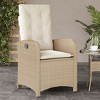 Gartensessel mit Kissen Verstellbar Beige Poly Rattan