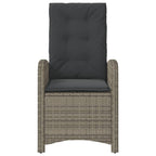 Gartensessel mit Kissen 2 Stk. Verstellbar Grau Poly Rattan