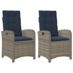 Gartensessel mit Kissen 2 Stk. Verstellbar Grau Poly Rattan