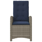Gartensessel mit Kissen 2 Stk. Verstellbar Grau Poly Rattan