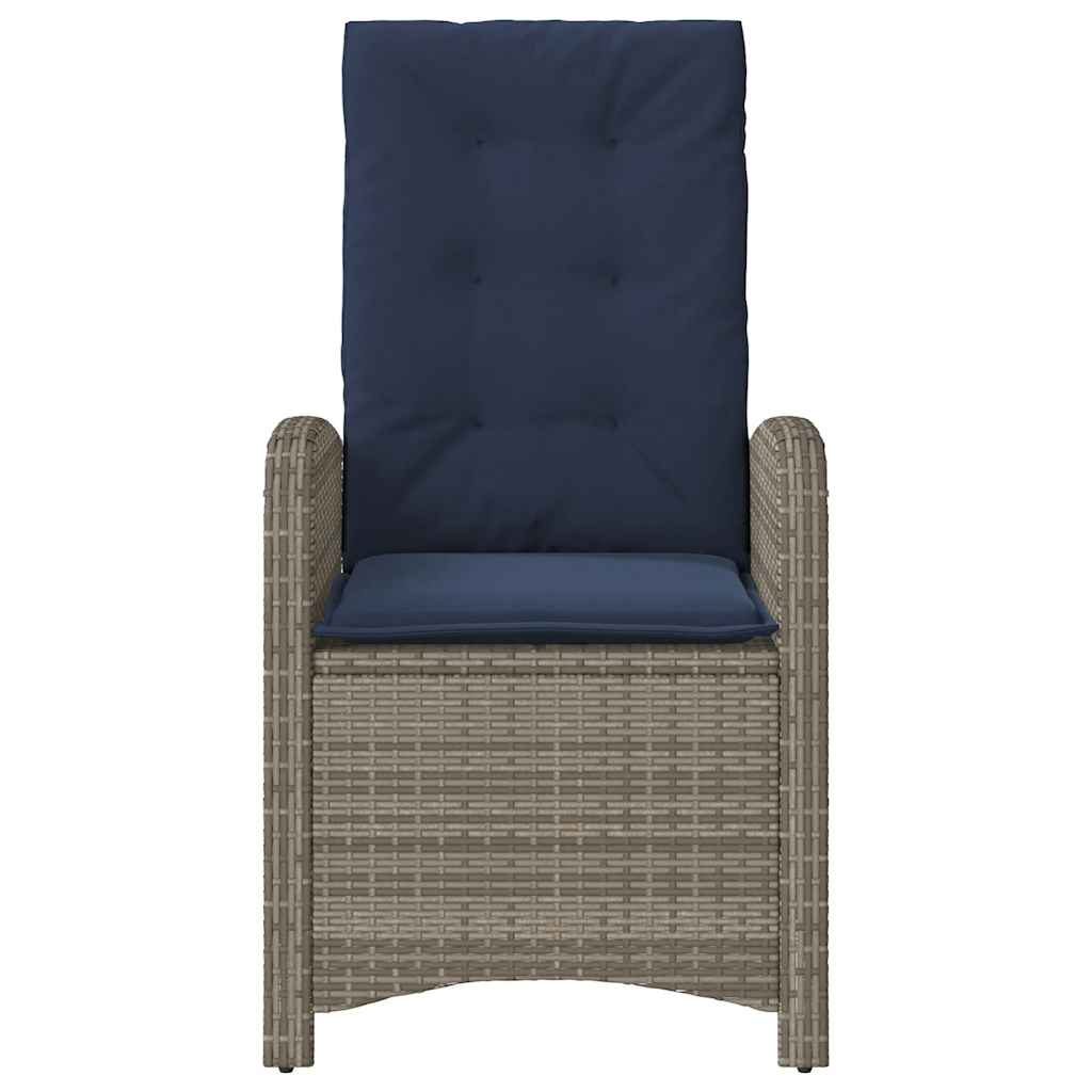 Gartensessel mit Kissen 2 Stk. Verstellbar Grau Poly Rattan