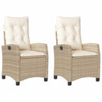 Gartensessel mit Kissen 2 Stk. Verstellbar Beige Poly Rattan