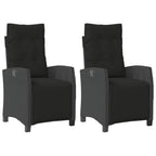 Gartensessel mit Fußteil 2 Stk. Verstellbar Schwarz Poly Rattan