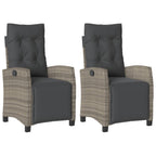 Gartensessel mit Fußteil 2 Stk. Verstellbar Grau Poly Rattan
