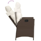 Gartensessel Verstellbar mit Kissen Braun Poly Rattan