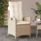 Gartensessel mit Kissen 2 Stk. Verstellbar Beige Poly Rattan