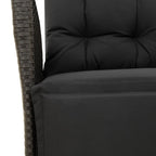 Gartensessel mit Fußteil Verstellbar Schwarz Poly Rattan