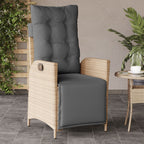 Gartensessel mit Fußteil Verstellbar Beigemischung Poly Rattan