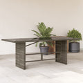 Gartentisch mit Glasplatte Grau 190x80x74 cm Poly Rattan