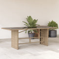 Gartentisch mit Glasplatte Beige 190x80x74 cm Poly Rattan