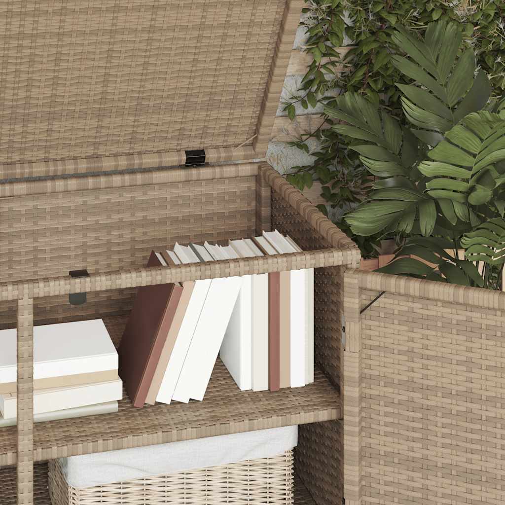 Gartenschrank Beige 110x55x60,5 cm Poly Rattan