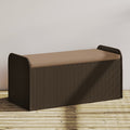 Sitzbank mit Stauraum & Kissen Braun 115x51x52 cm Poly Rattan