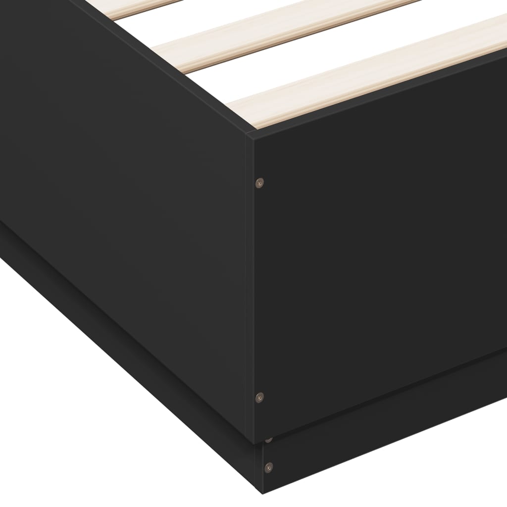 Bettgestell mit LED ohne Matratze Schwarz 150x200 cm