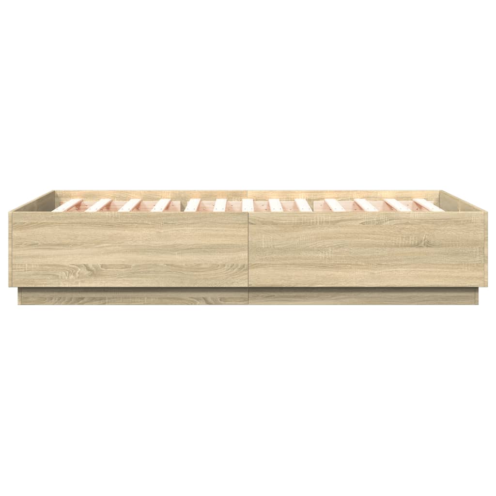 Bettgestell mit LED Sonoma-Eiche 120x200 cm Holzwerkstoff