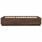 Bettgestell mit LED Braun Eichen-Optik 120x200 cm Holzwerkstoff