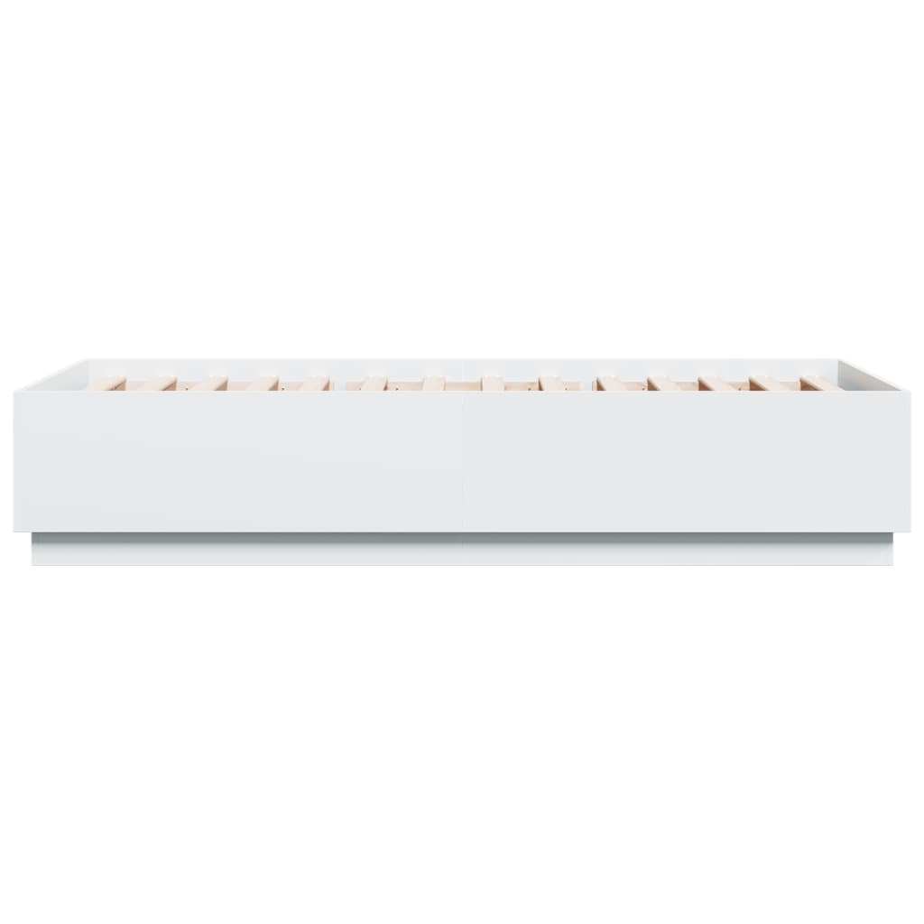 Bettgestell mit LED Weiß 90x200 cm Holzwerkstoff