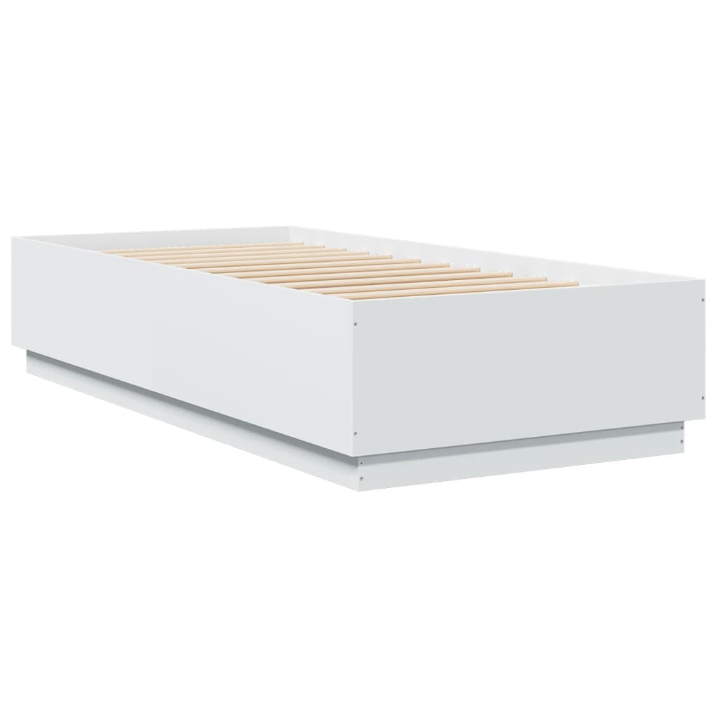 Bettgestell mit LED Weiß 90x200 cm Holzwerkstoff