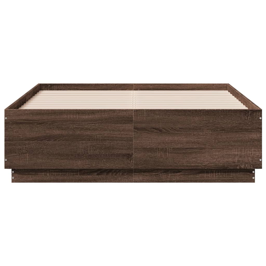 Bettgestell mit LED Braun Eichen-Optik 140x190 cm Holzwerkstoff