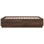 Bettgestell mit LED Braun Eichen-Optik 140x190 cm Holzwerkstoff